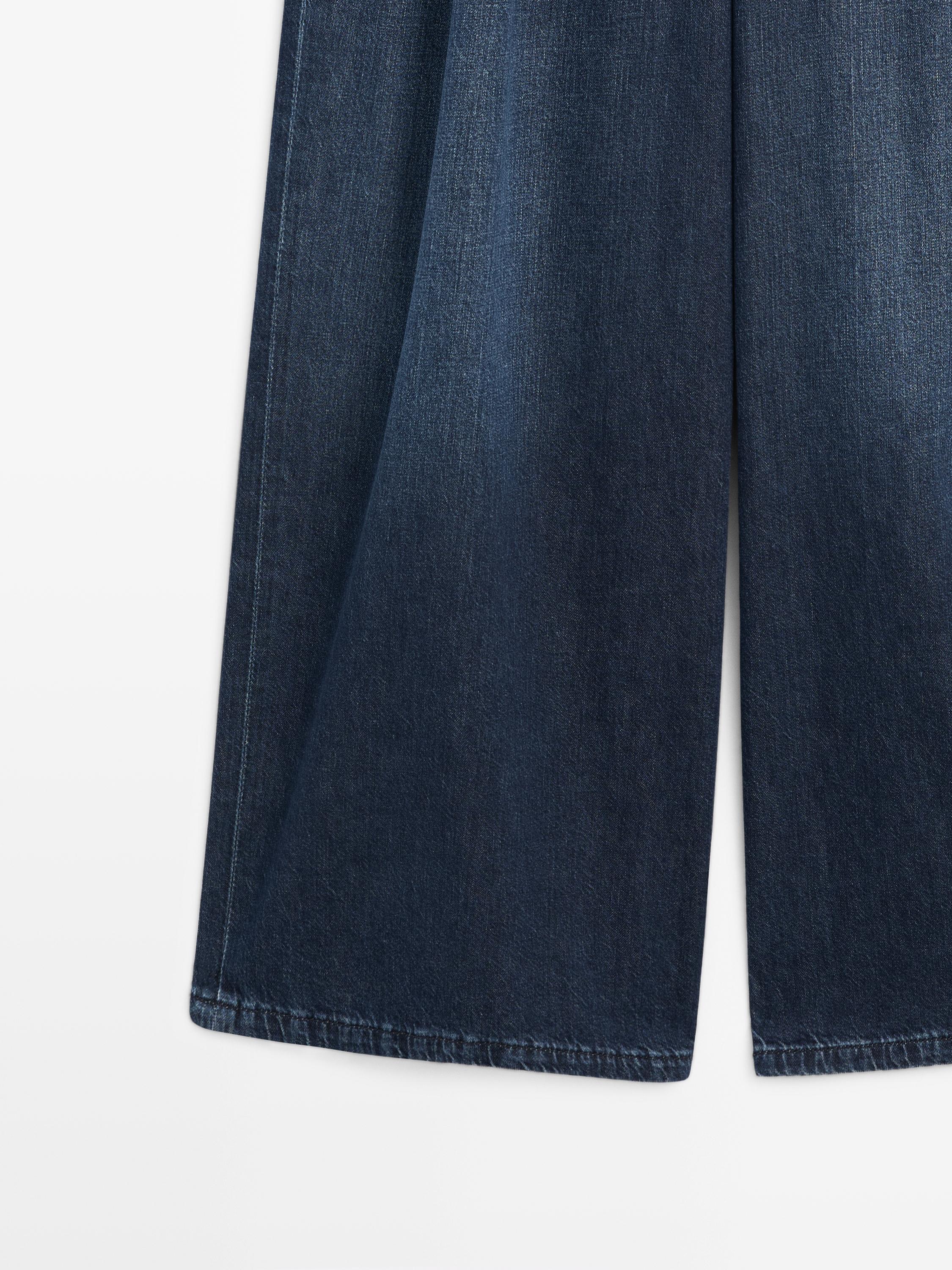 Jean wide leg taille haute à pinces